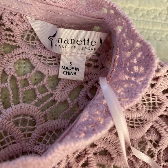 NANETTE LEPORE GORGEOUS SUGAR PLUM LILAC LACE TOP ZIPPER Down Back Lined EUC - Picture 4 of 12